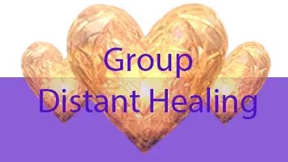 Gold heart banner symbolizing free healing, group distant healing, and energy medicine.